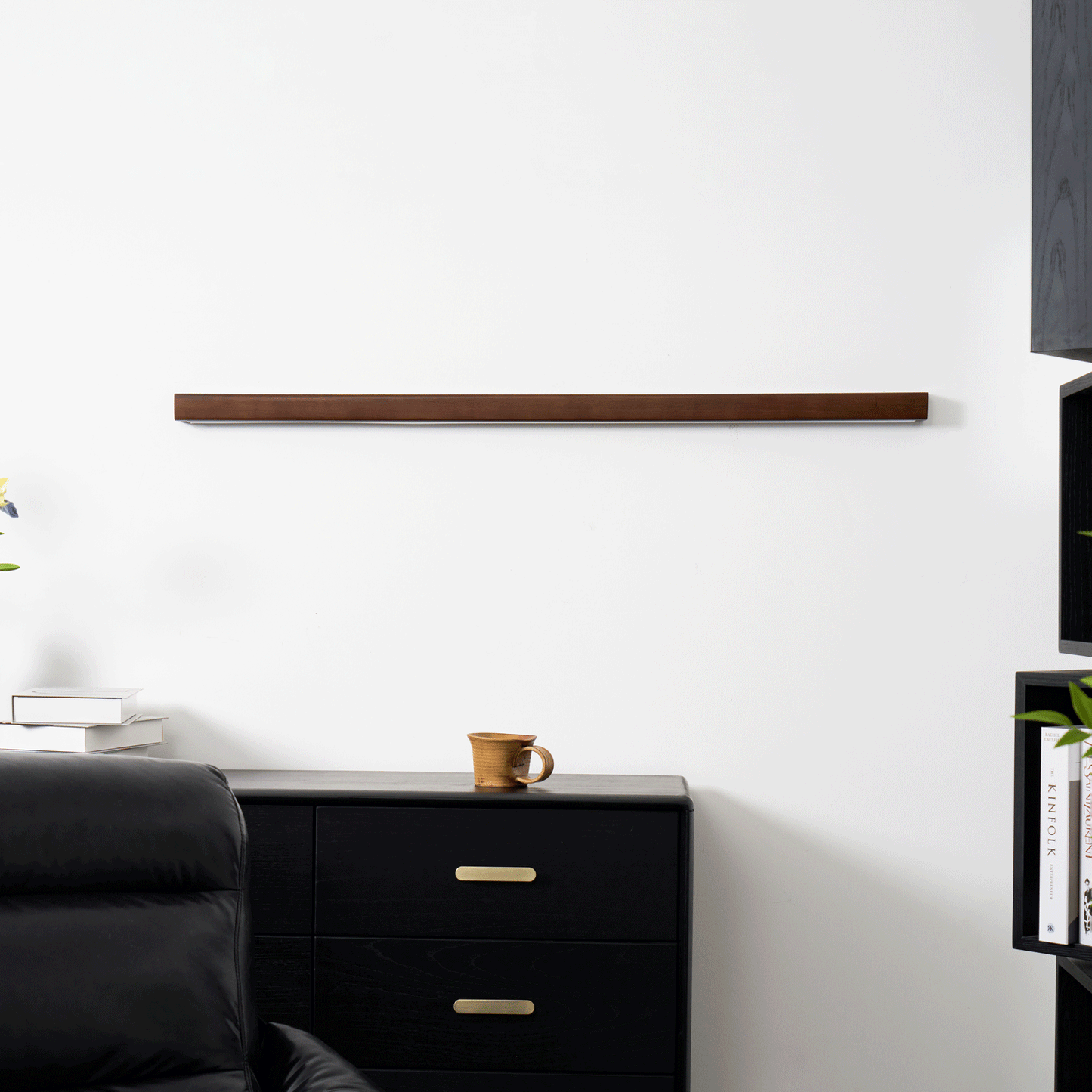 Linear Wood Wall Light Scandinavian Dual-Mount LED Bar Sconce with Frosted Diffuser