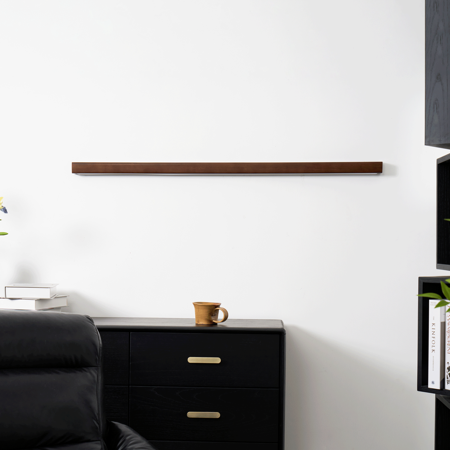 Linear Wood Wall Light Scandinavian Dual-Mount LED Bar Sconce with Frosted Diffuser