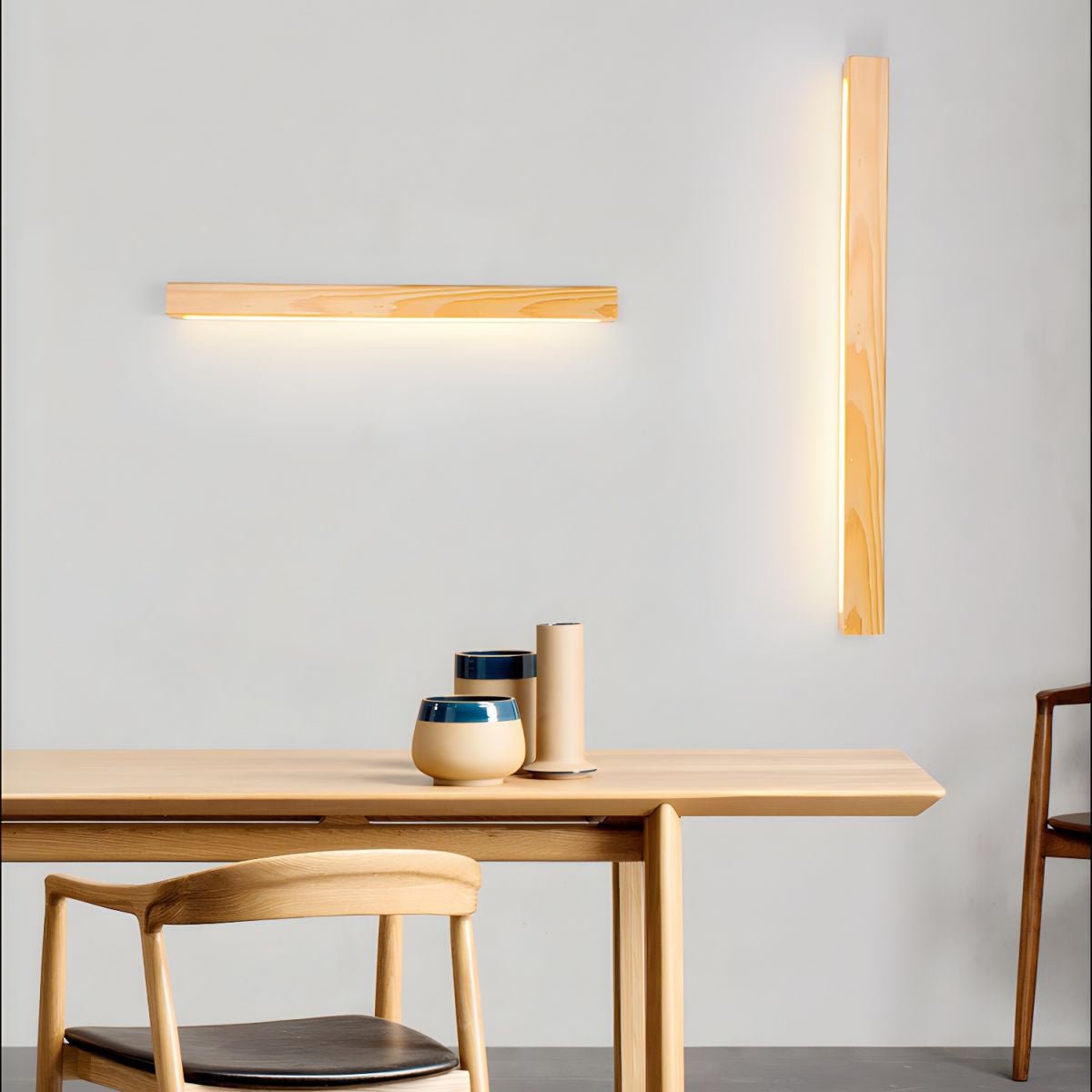 Linear Wood Wall Light Scandinavian Dual-Mount LED Bar Sconce with Frosted Diffuser