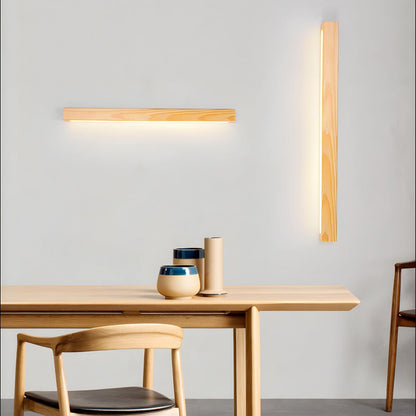 Linear Wood Wall Light Scandinavian Dual-Mount LED Bar Sconce with Frosted Diffuser