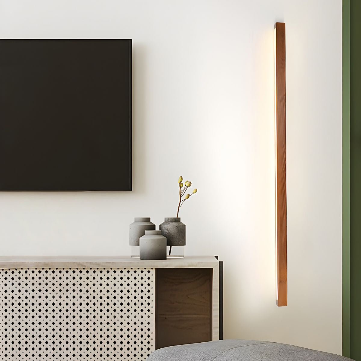Linear Wood Wall Light Scandinavian Dual-Mount LED Bar Sconce with Frosted Diffuser