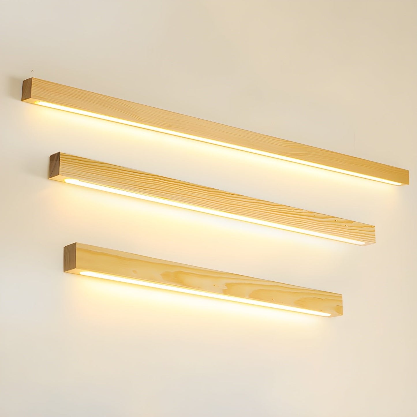 Linear Wood Wall Light Scandinavian Dual-Mount LED Bar Sconce with Frosted Diffuser