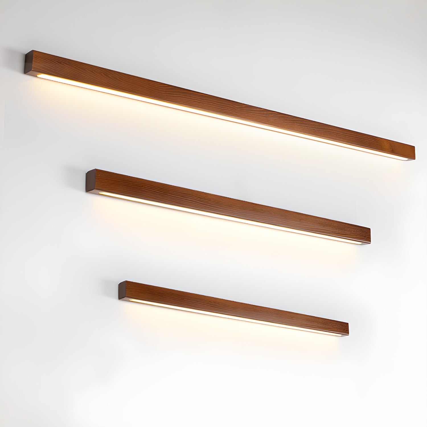 Linear Wood Wall Light Scandinavian Dual-Mount LED Bar Sconce with Frosted Diffuser