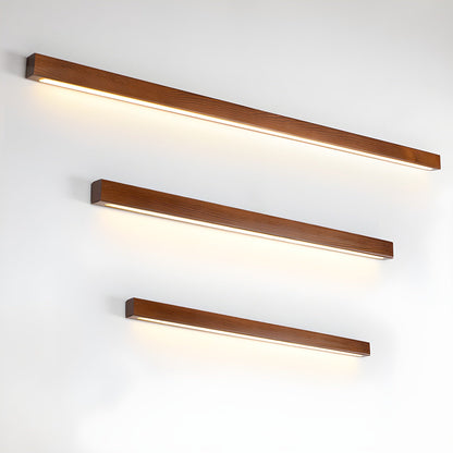 Linear Wood Wall Light Scandinavian Dual-Mount LED Bar Sconce with Frosted Diffuser