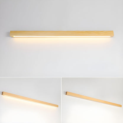 Linear Wood Wall Light Scandinavian Dual-Mount LED Bar Sconce with Frosted Diffuser