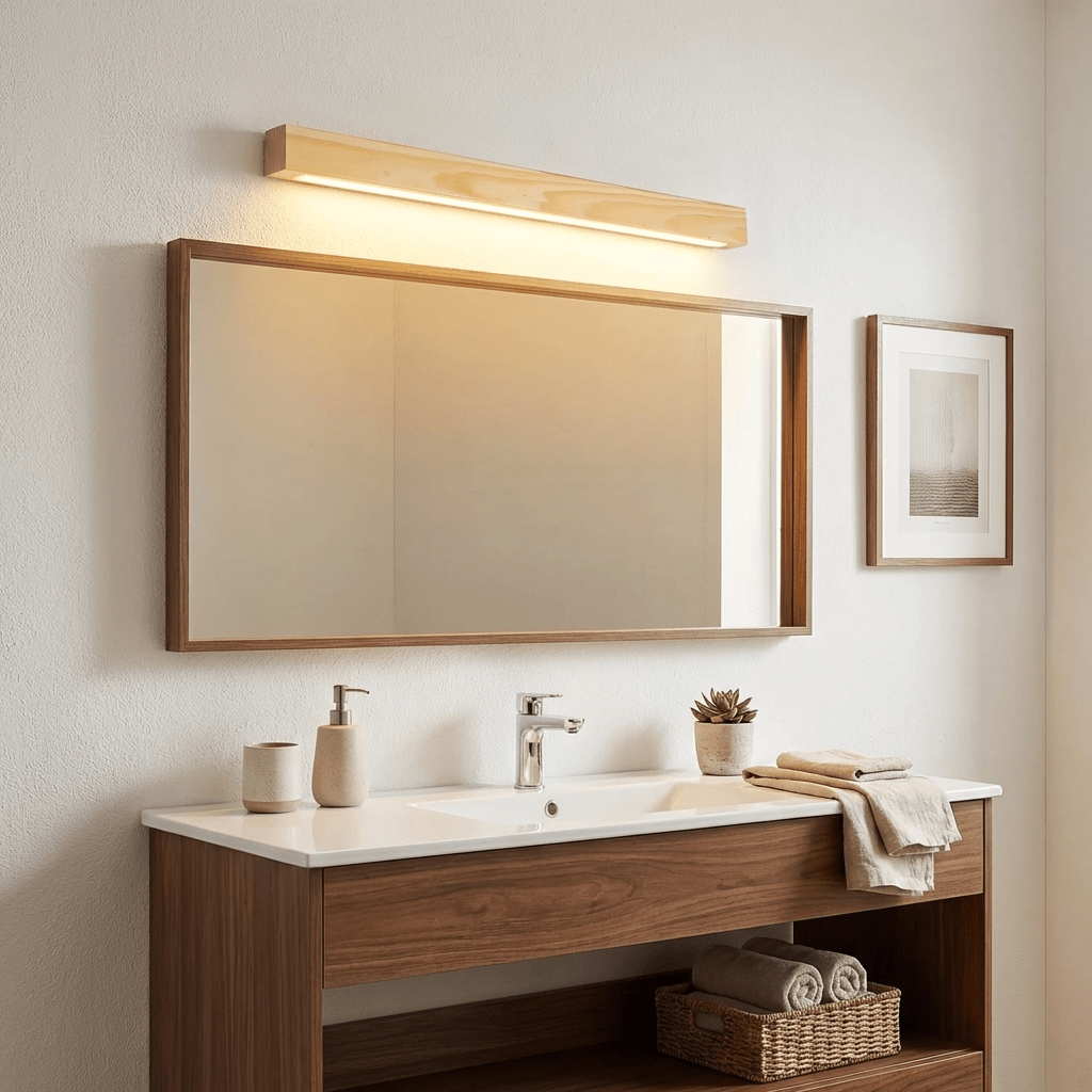 Linear Wood Wall Light Scandinavian Dual-Mount LED Bar Sconce with Frosted Diffuser