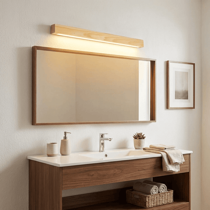 Linear Wood Wall Light Scandinavian Dual-Mount LED Bar Sconce with Frosted Diffuser