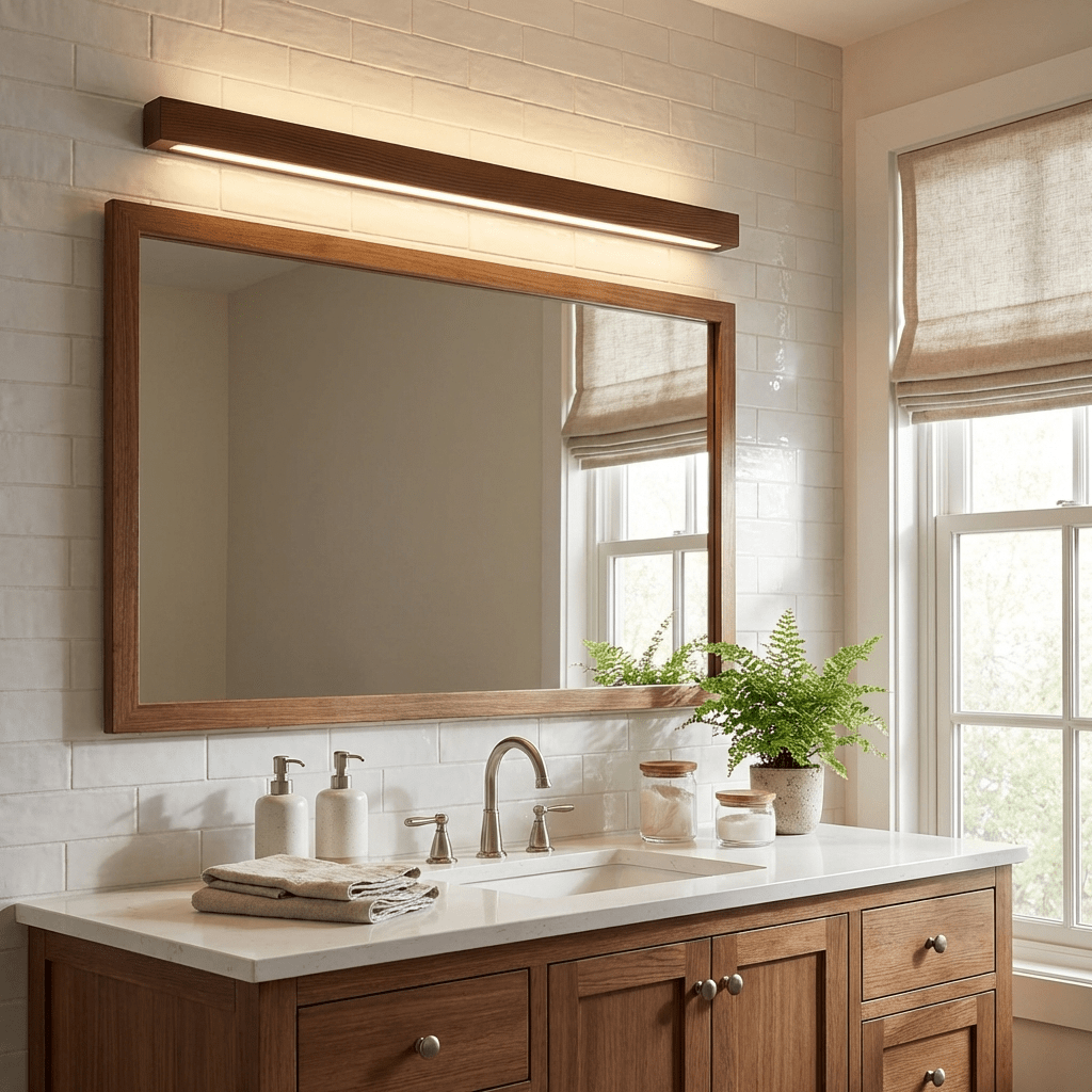 Linear Wood Wall Light Scandinavian Dual-Mount LED Bar Sconce with Frosted Diffuser