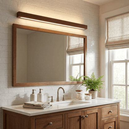 Linear Wood Wall Light Scandinavian Dual-Mount LED Bar Sconce with Frosted Diffuser
