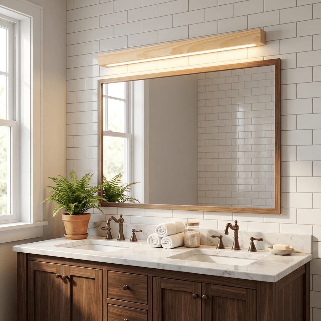Linear Wood Wall Light Scandinavian Dual-Mount LED Bar Sconce with Frosted Diffuser
