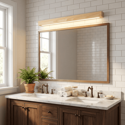 Linear Wood Wall Light Scandinavian Dual-Mount LED Bar Sconce with Frosted Diffuser
