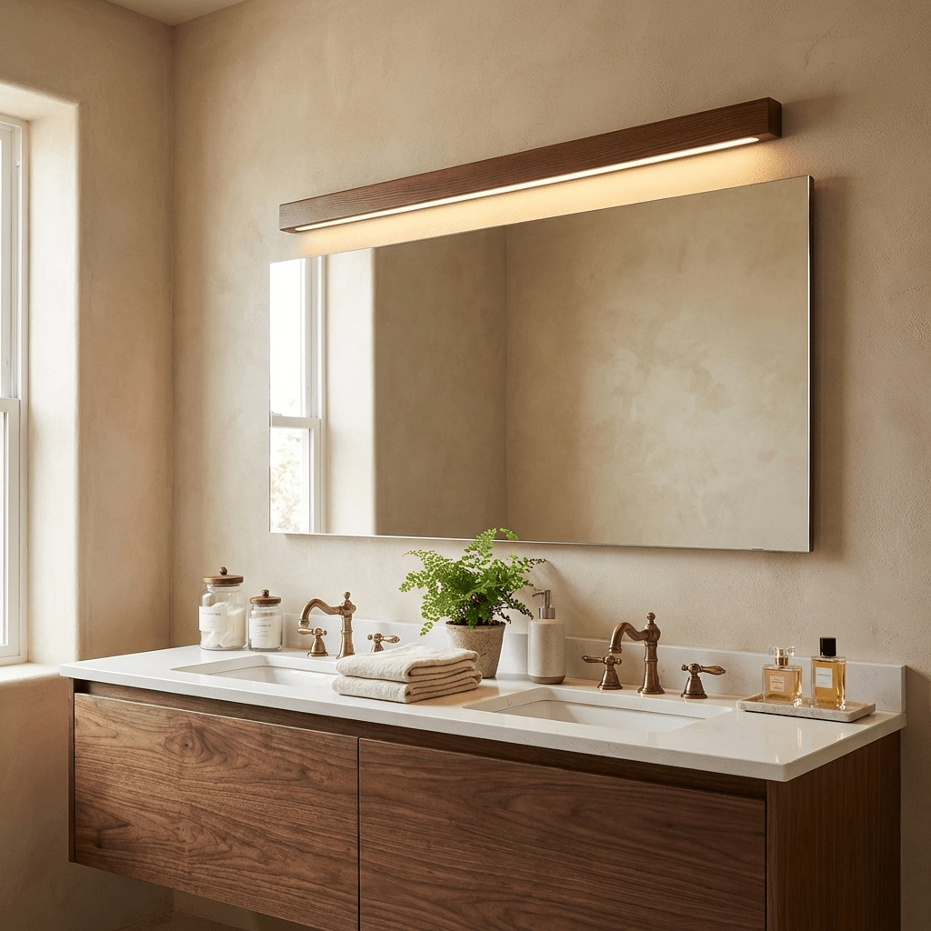 Linear Wood Wall Light Scandinavian Dual-Mount LED Bar Sconce with Frosted Diffuser