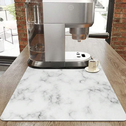 Marble Print Dish Drying Mat with Non-Slip Rubber Base and Absorbent Surface