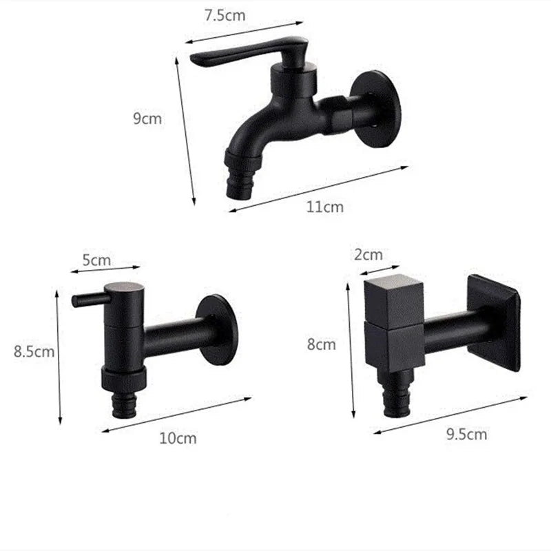 Matte Black Wall Tap with Hose Connector for Indoor and Outdoor Use