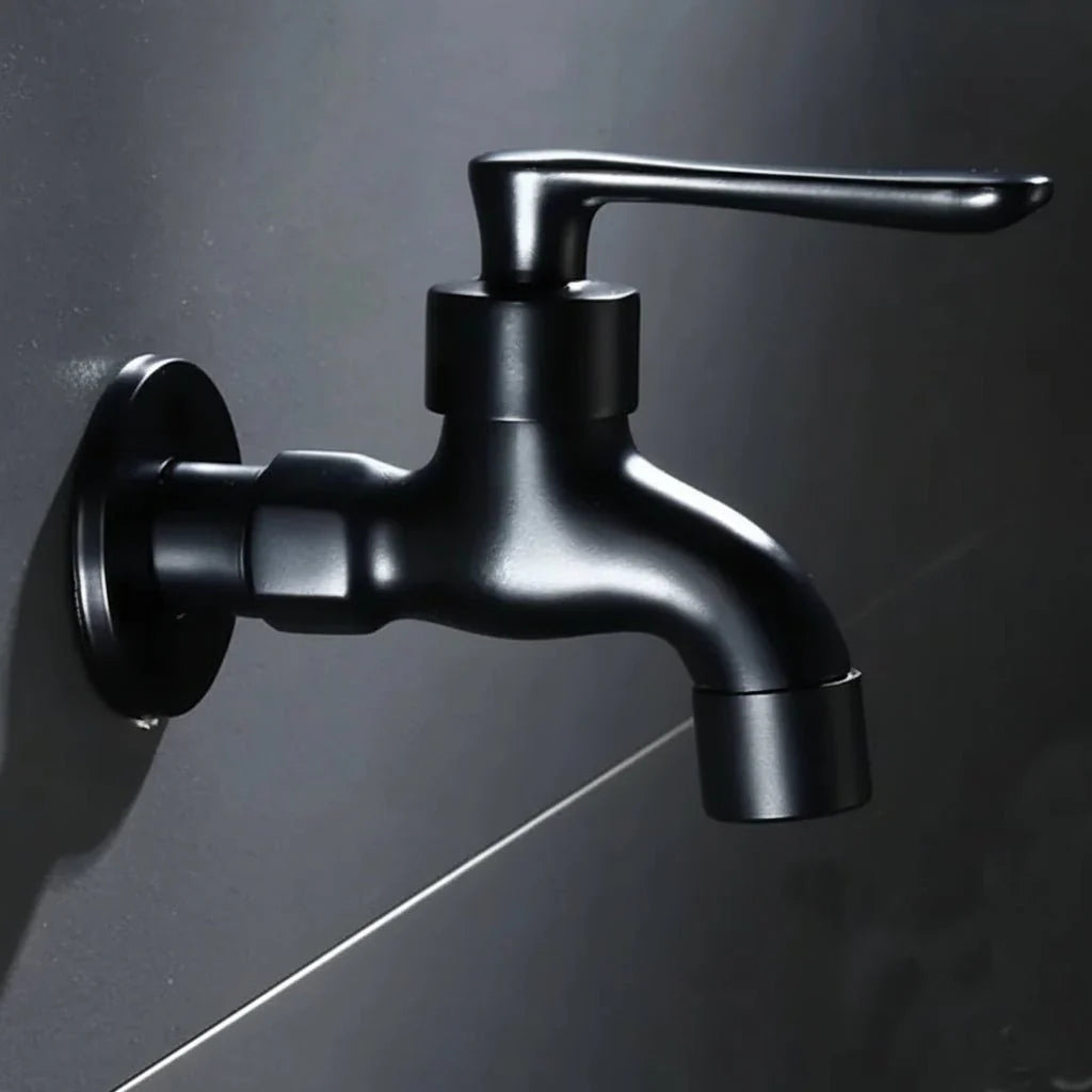 Matte Black Wall Tap with Hose Connector for Indoor and Outdoor Use