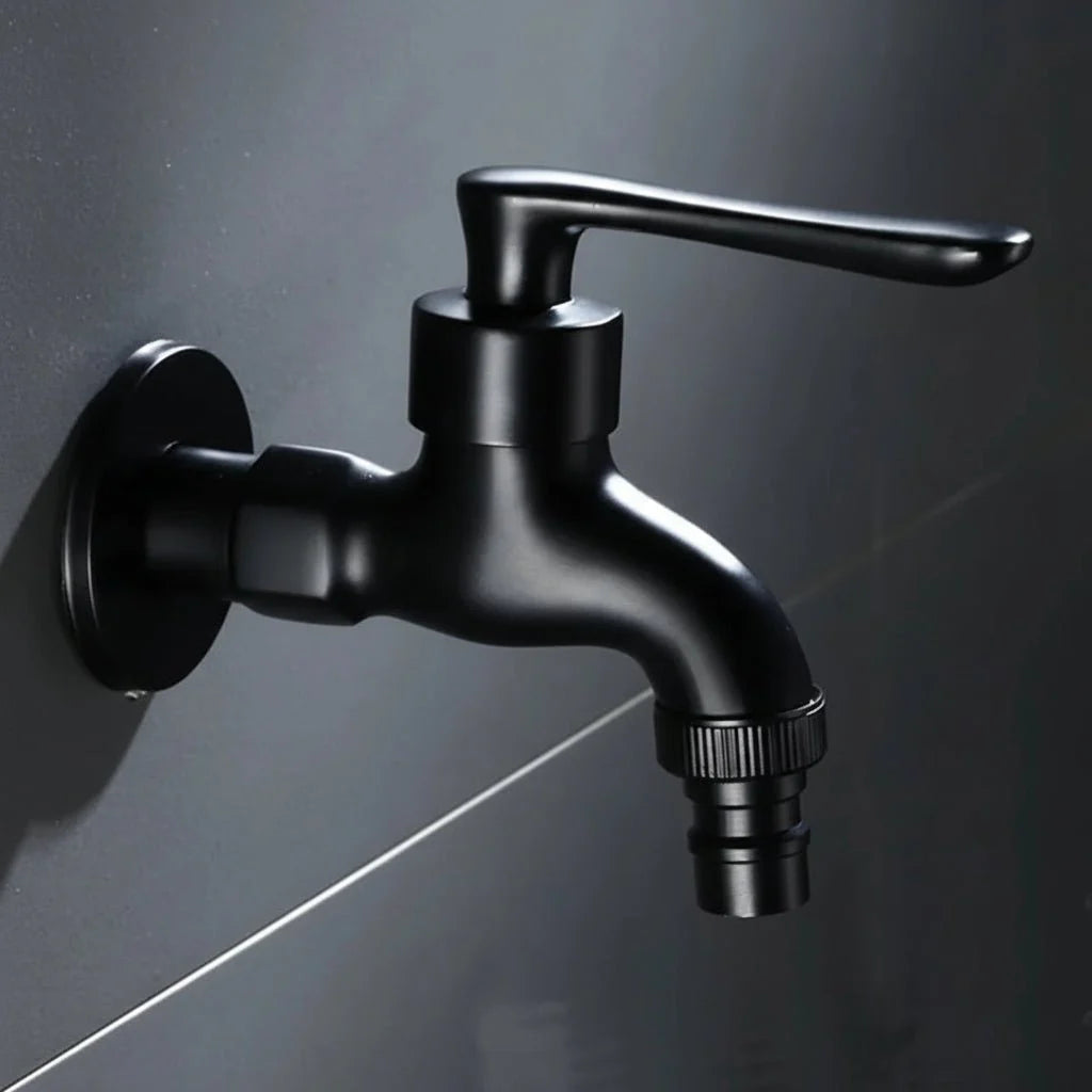 Matte Black Wall Tap with Hose Connector for Indoor and Outdoor Use