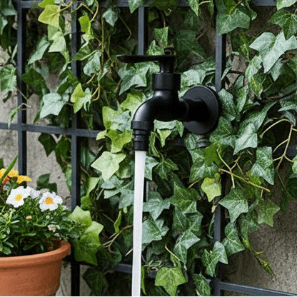 Matte Black Wall Tap with Hose Connector for Indoor and Outdoor Use