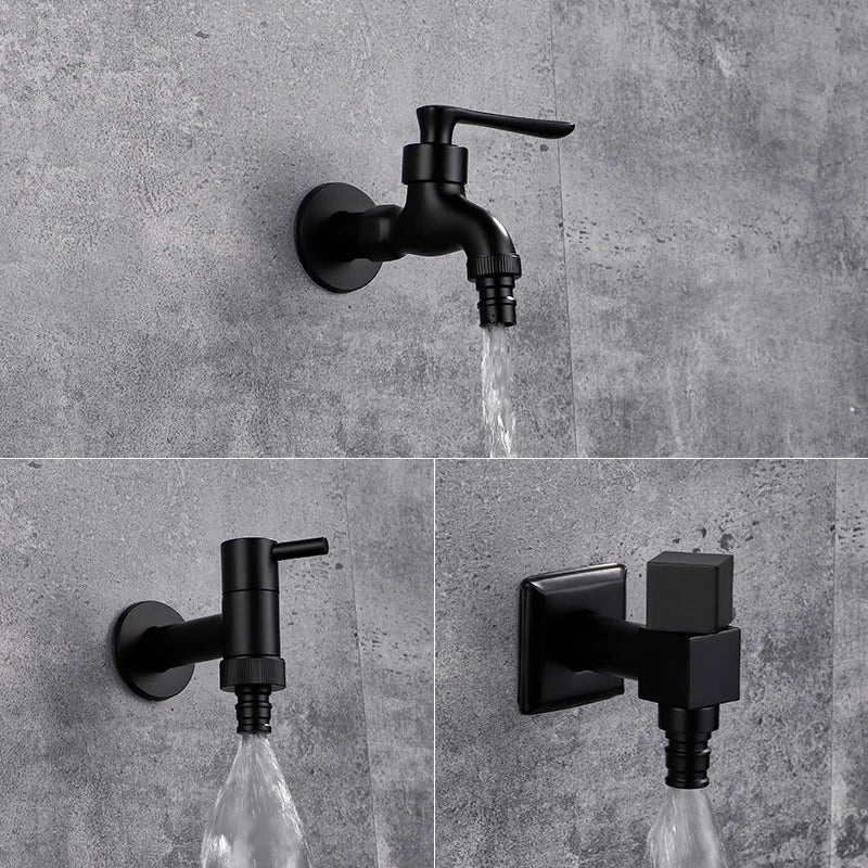 Matte Black Wall Tap with Hose Connector for Indoor and Outdoor Use