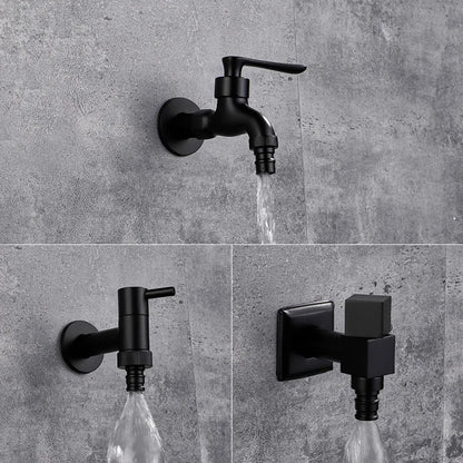 Matte Black Wall Tap with Hose Connector for Indoor and Outdoor Use