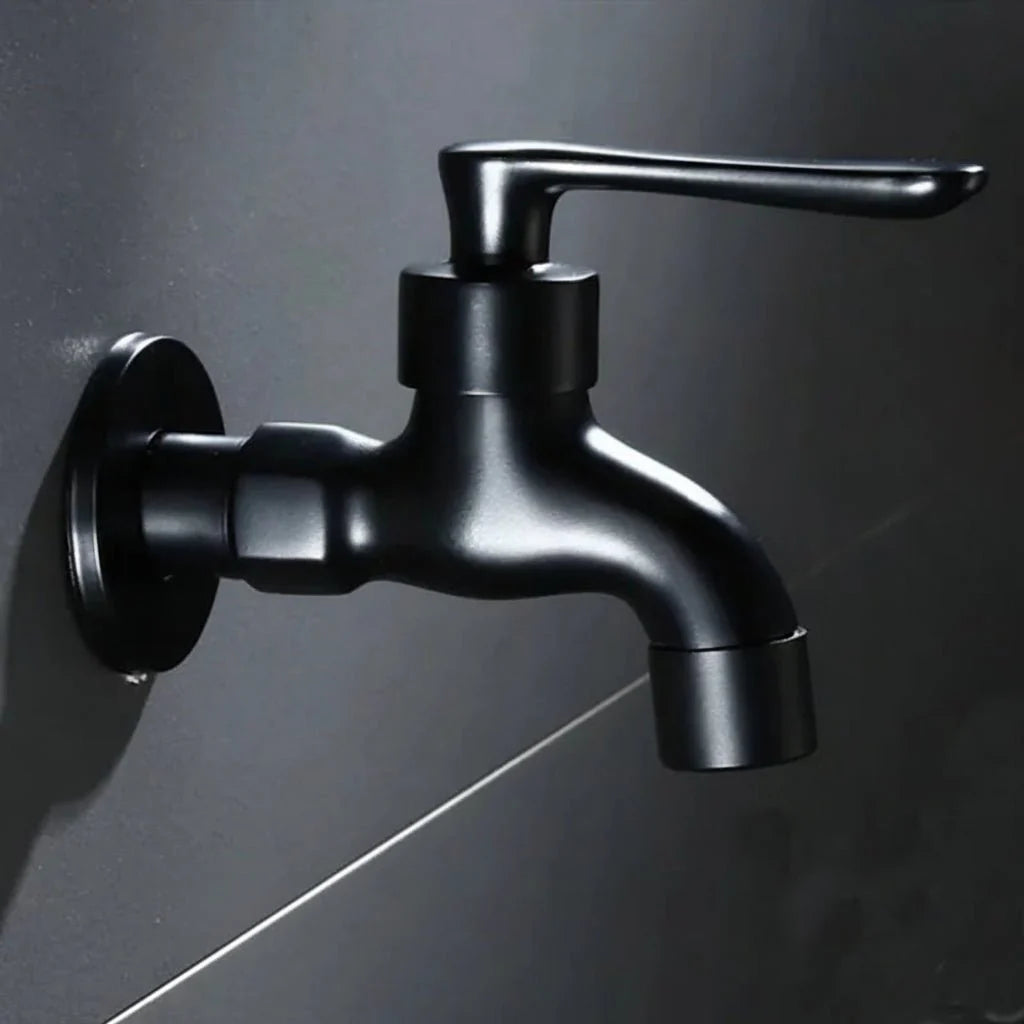 Matte Black Wall Tap with Hose Connector for Indoor and Outdoor Use