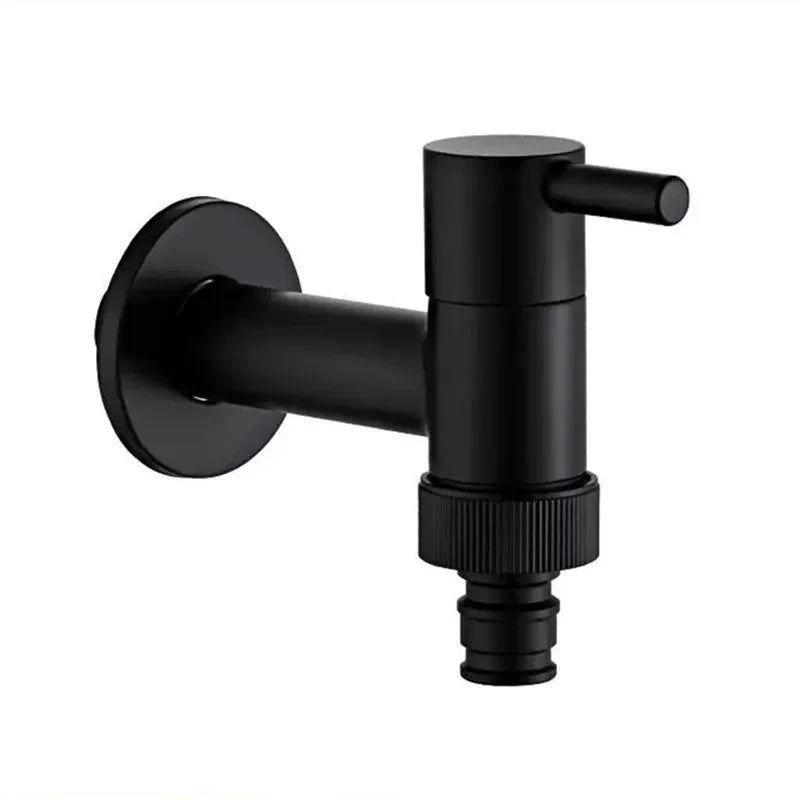 Matte Black Wall Tap with Hose Connector for Indoor and Outdoor Use