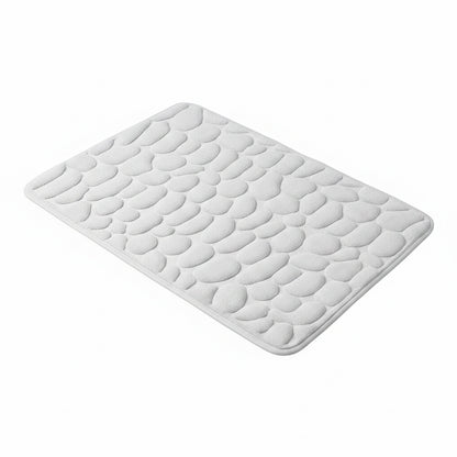 Memory Foam Bath Mat with Anti-Slip Bottom and Cobblestone Embossed Design