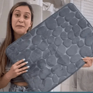 Memory Foam Bath Mat with Anti-Slip Bottom and Cobblestone Embossed Design