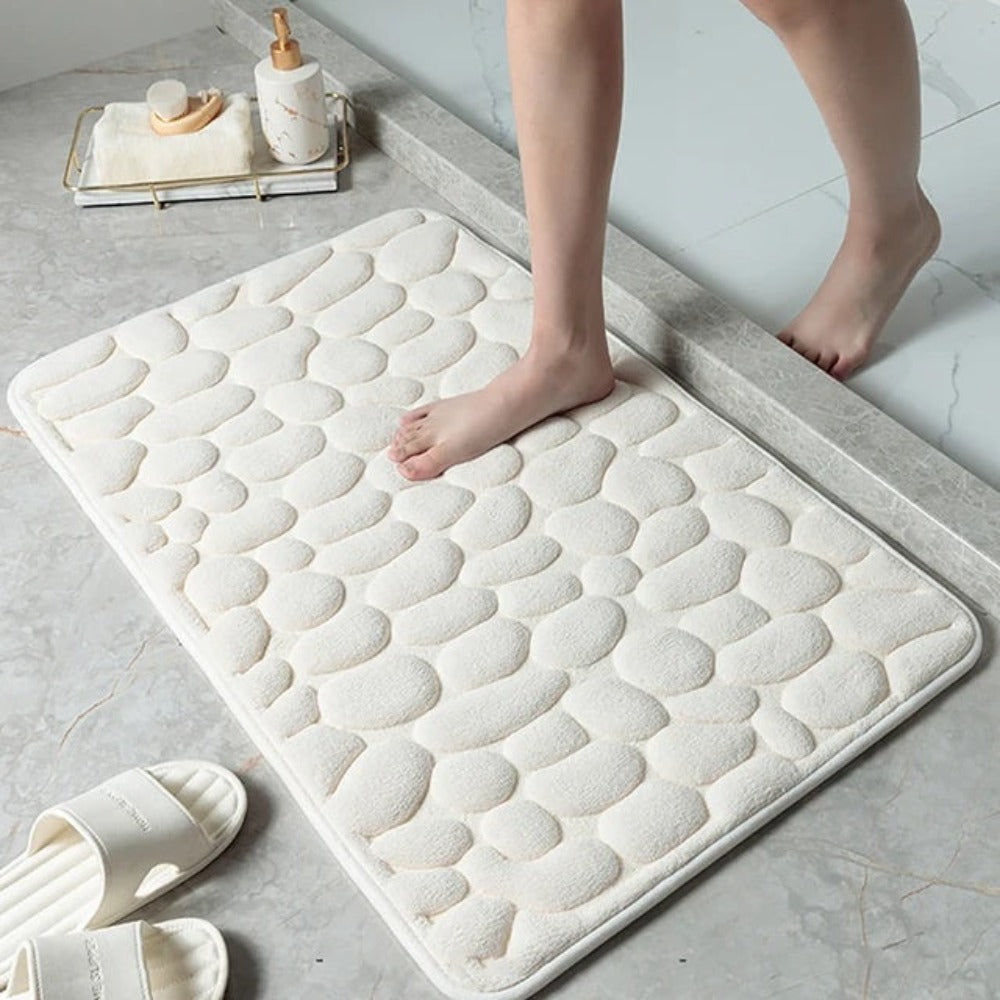 Memory Foam Bath Mat with Anti-Slip Bottom and Pebble Texture