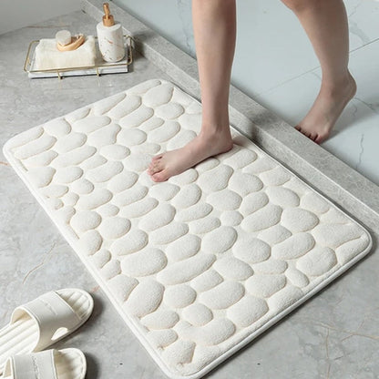 Memory Foam Bath Mat with Anti-Slip Bottom and Pebble Texture