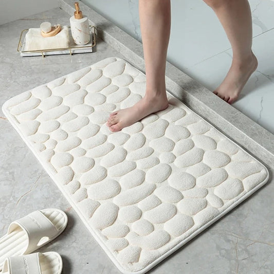 Memory Foam Bath Mat with Anti-Slip Bottom and Pebble Texture