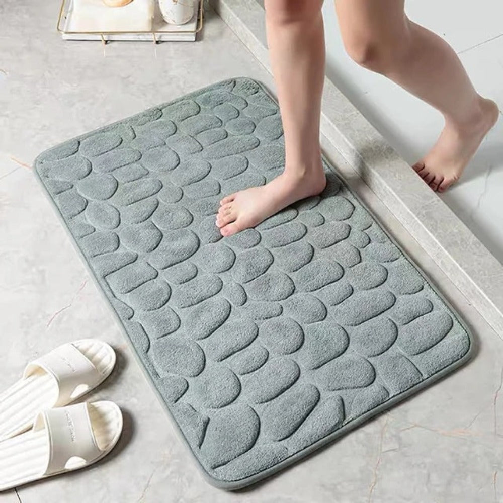 Memory Foam Bath Mat with Anti-Slip Bottom and Pebble Texture