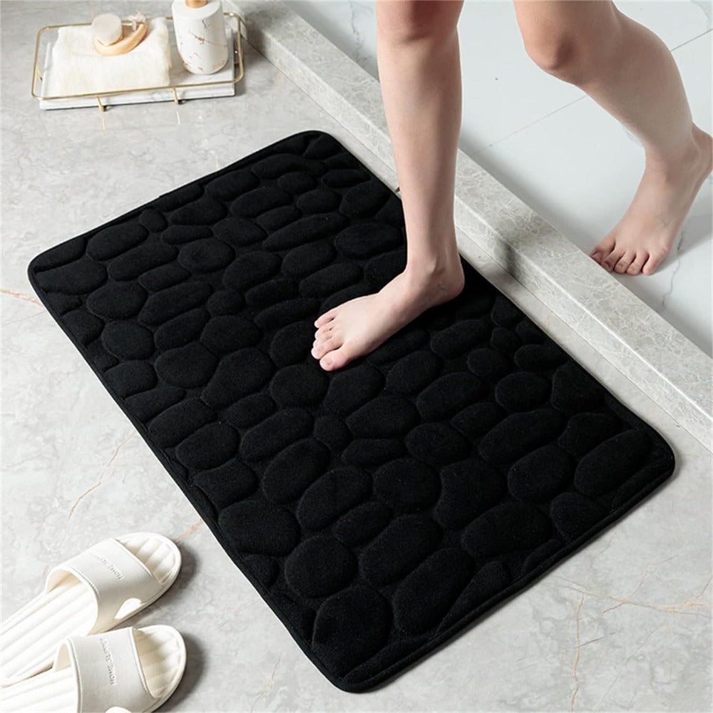 Memory Foam Bath Mat with Anti-Slip Bottom and Pebble Texture
