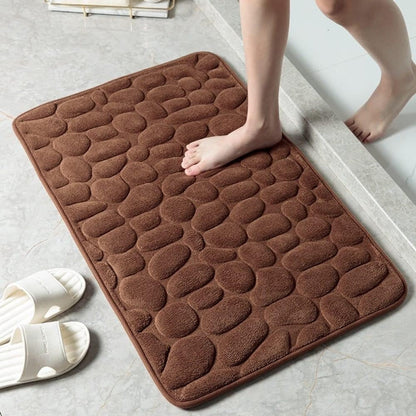 Memory Foam Bath Mat with Anti-Slip Bottom and Pebble Texture