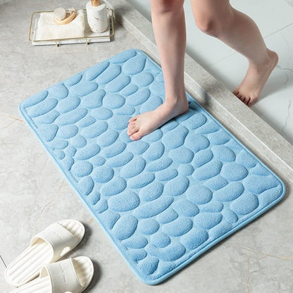 Memory Foam Bath Mat with Anti-Slip Bottom and Pebble Texture