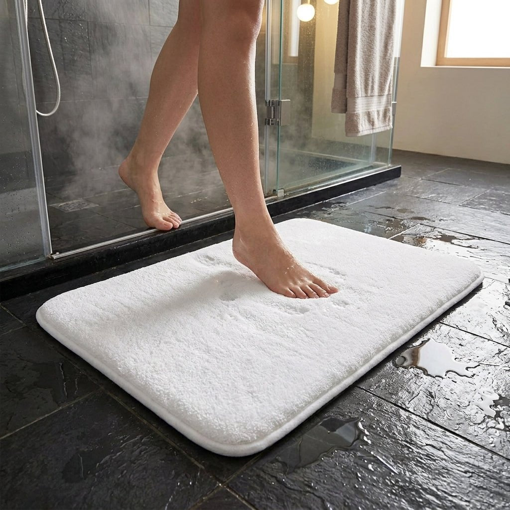 Memory Foam Bath Mat with Non-Slip Backing and Absorbent Plush Top