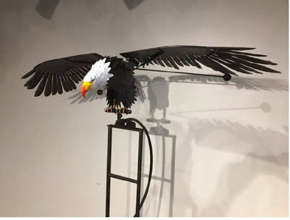 Metal Bird Wind Spinner Garden Ornament with Moving Wings