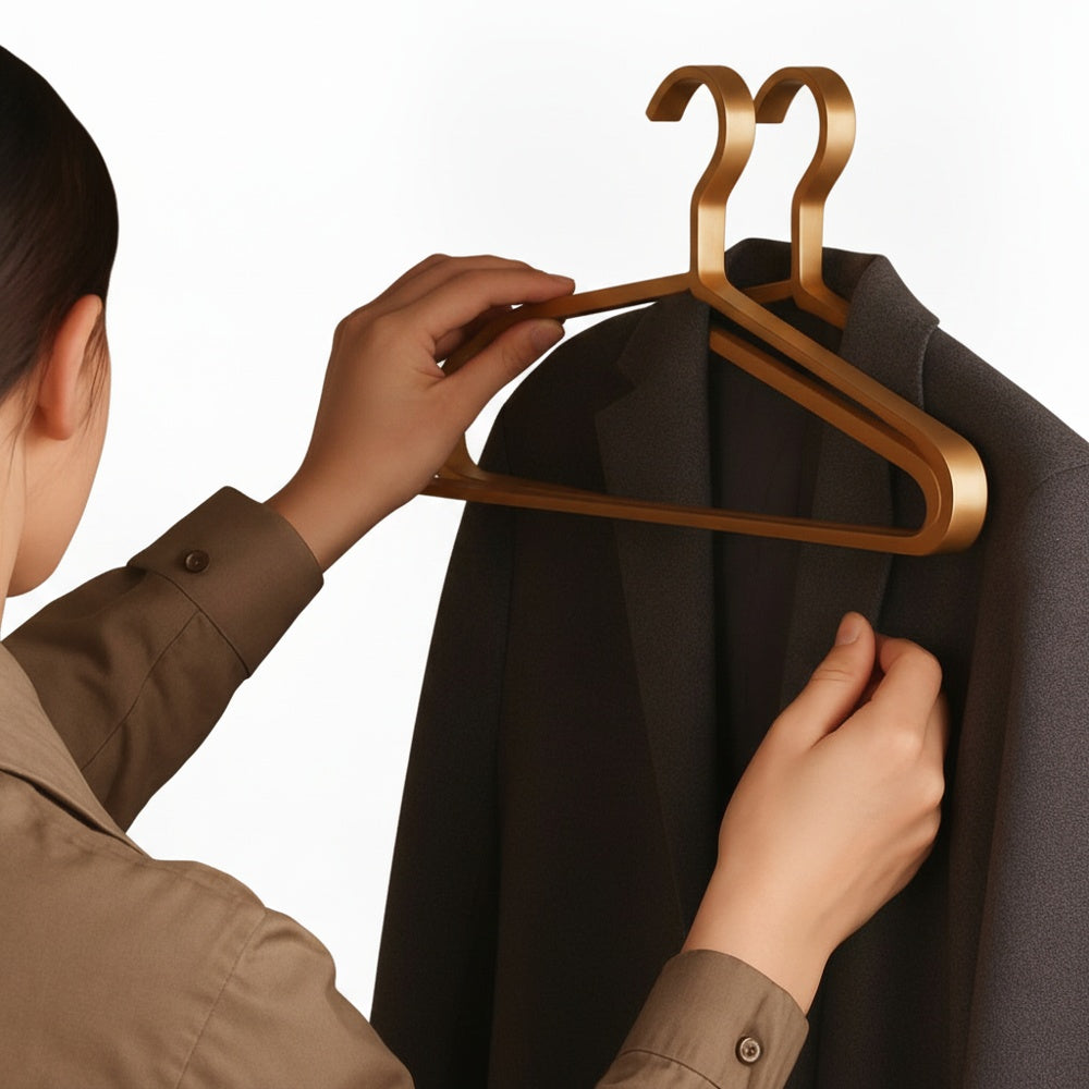 Metal Clothes Hangers Set of 10 with Non-Slip Surface and Space-Saving Slim Profile