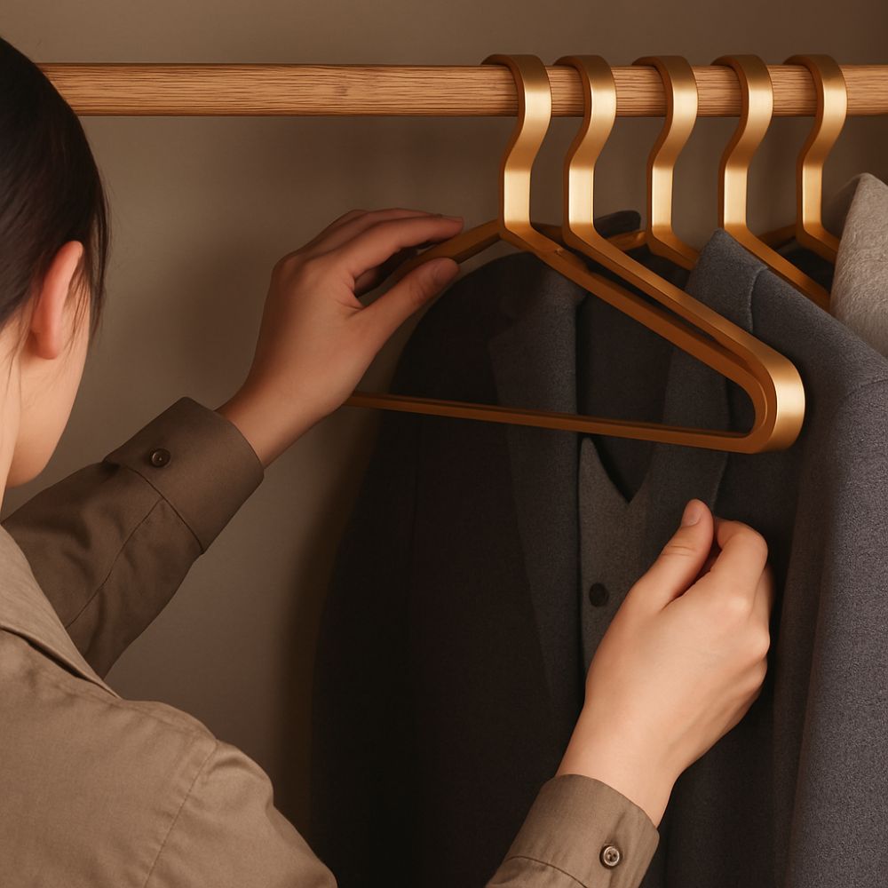 Metal Clothes Hangers Set of 10 with Non-Slip Surface and Space-Saving Slim Profile