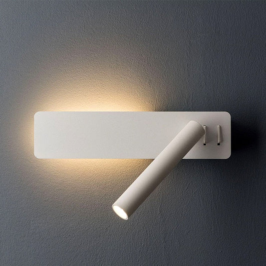 Minimalist Bedside Wall Lamp with Rotating Reading Arm and Backlight