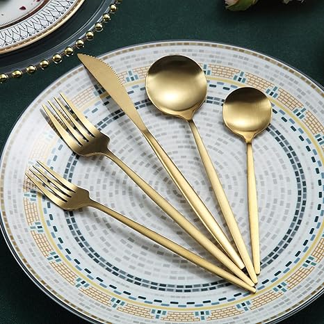 Minimalist Flatware Set with Matte Finish for 4, 8, 12 or 16 People