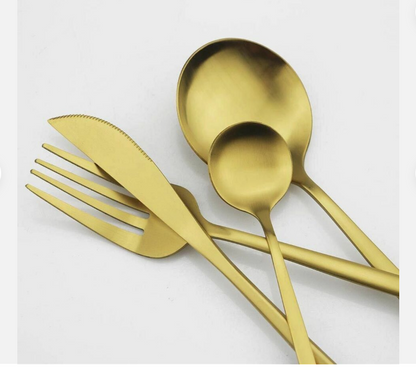Minimalist Flatware Set with Matte Finish for 4, 8, 12 or 16 People