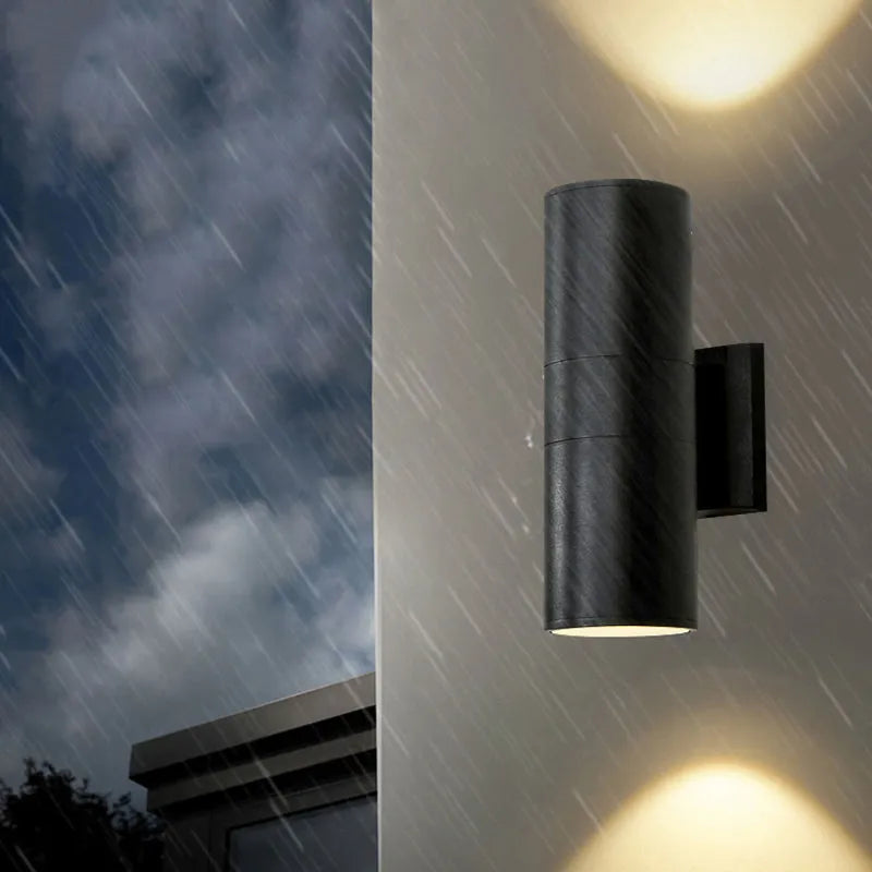 Minimalist Outdoor Wall Lamp with Double Lamp Heads and Cylinder Shape