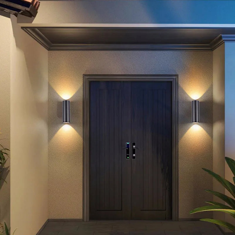 Minimalist Outdoor Wall Lamp with Double Lamp Heads and Cylinder Shape