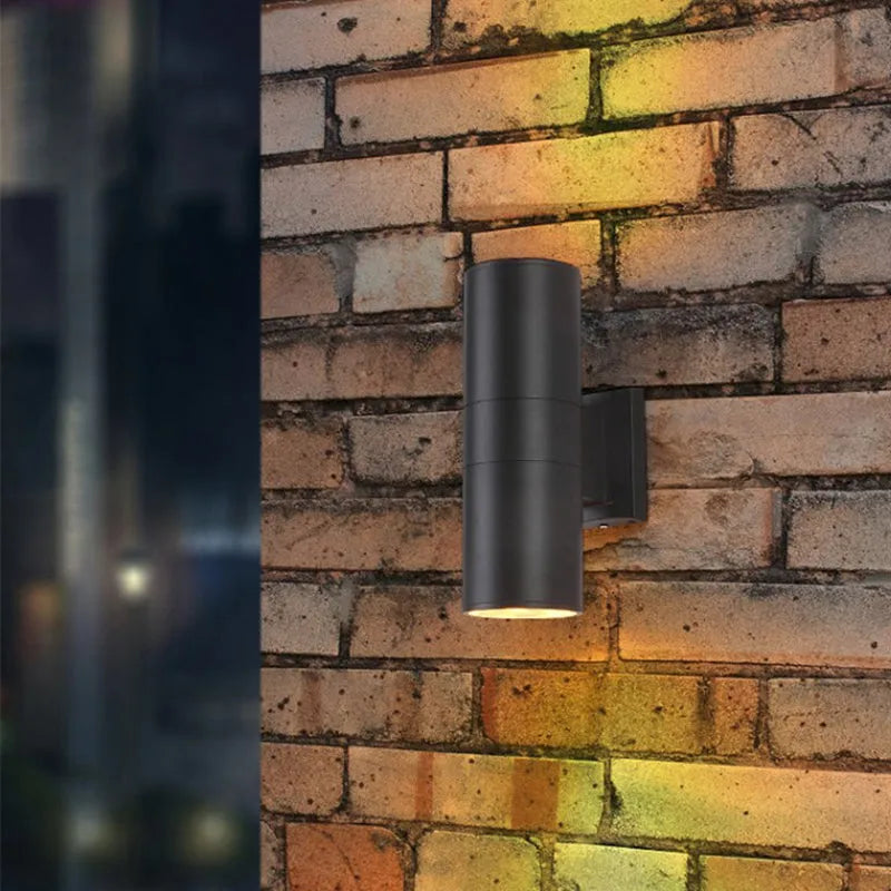 Minimalist Outdoor Wall Lamp with Double Lamp Heads and Cylinder Shape