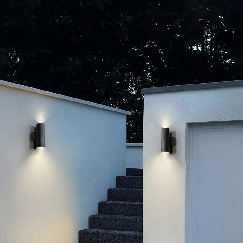 Minimalist Outdoor Wall Lamp with Double Lamp Heads and Cylinder Shape
