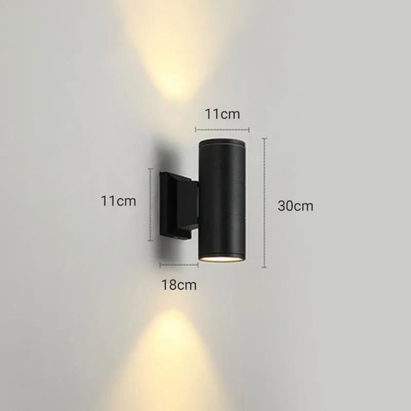 Minimalist Outdoor Wall Lamp with Double Lamp Heads and Cylinder Shape