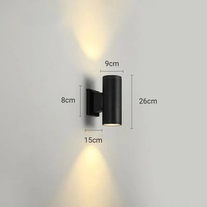 Minimalist Outdoor Wall Lamp with Double Lamp Heads and Cylinder Shape