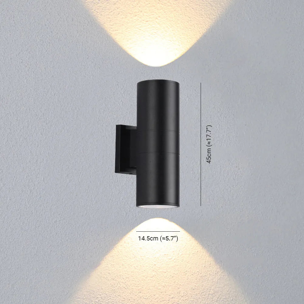 Minimalist Outdoor Wall Lamp with Double Lamp Heads and Cylinder Shape
