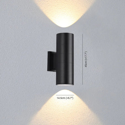 Minimalist Outdoor Wall Lamp with Double Lamp Heads and Cylinder Shape