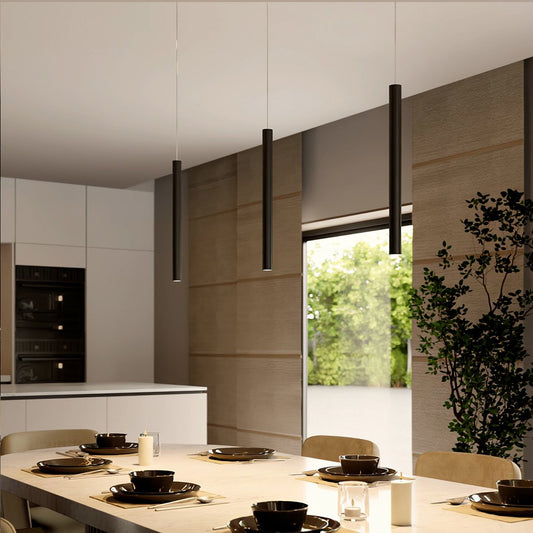 Minimalist Pendant Lamp with Cylindrical Tube Shape and Integrated LED